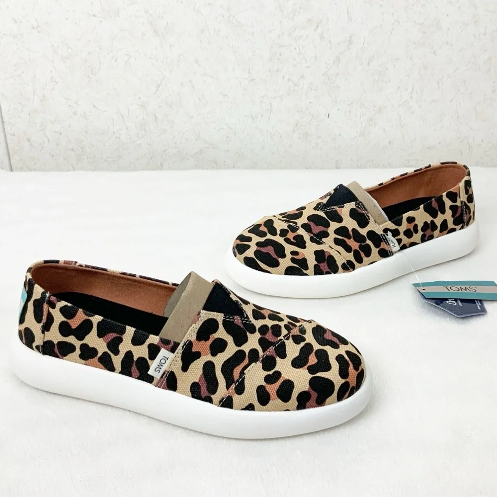 Toms Alpargata Mallow Classic Leopard Print Slip On Shoes Loafers Size 5.5 - Picture 1 of 9